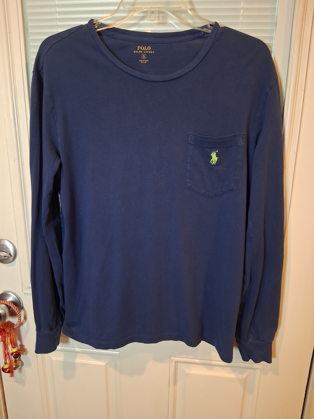 sku351 Polo by Ralph Lauren Navy Tee with Yellow Logo Print Size M
